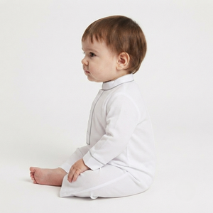 Al por mayor, pelele islámico personalizado para bebés, de algodón blanco premium, manga larga, Jubbah musulmán de una pieza con bordado tradicional - Product Image 3