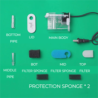 Filtre d'aquarium suspendu externe mini à 3 couches pour éliminer l'huile, avec adaptateur USB