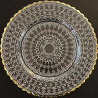 Fabricants d'articles de table, vente en gros de matériel de restauration, assiettes de présentation en verre faites à la main avec bordure argentée pour la décoration de table de mariage