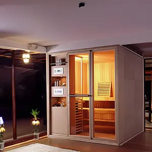 Far Infrared Sauna Bath Wooden Room Outdoor Sauna And Steam Room 3 Person Dry Wet Spa Tubs Sauna Shower Room