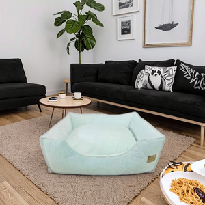 MEiweipet-Cama grande de felpa para perros, sofá cuadrado verde claro, antideslizante, para dormir, ventilado, estampado, para mascotas - Product Image 5