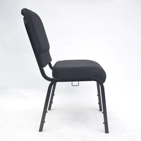 Chaise d'église empilable en tissu noir avec revêtement en tissu pastor interlock