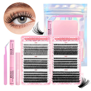 Kit de Extensiones de Pestañas DIY, 144 Pares, Curvatura D, Pestañas Planas con Herramientas Reutilizables para Uso General - Product Image 1