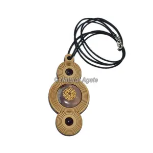 Ensemble de pendentifs en bois pour femme, couronne gravée, Chakra