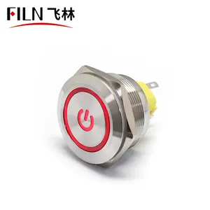 FILN 30mm big size pushbutton switch with power logo,1NO1NC latching or momentary push button with light