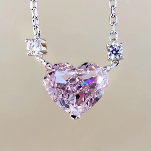 CAOSHI semplice Charm cuore taglio <span class=keywords><strong>cristallo</strong></span> <span class=keywords><strong>citrino</strong></span> imita Lab Diamond Engagement clavicola amante cuore zircone ciondolo collana - Product Image 2