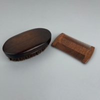 Ensemble de soins de la barbe pour homme en bois de hêtre de haute qualité, brosse à barbe en poils de cheval, peigne, brosse à raser et kit de toilettage pour homme