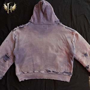 Personnalisé 500 GSM 100% Coton Éponge Française Poids Lourd Soleil Décoloration Acide Lavé Pierre Destoryed Lavage Zip up Hommes Unisexe Hoodies - Product Image 4