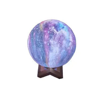 Lámpara de Luna fría para niños, luz nocturna de galaxia, 3 colores/16 colores, 3D, regalo recargable