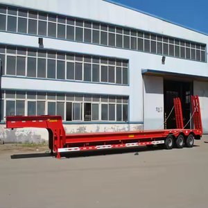 High Quality 3-axis 80 Ton Low Bed Trailer, Low <b>Flatbed</b> <b>Truck</b> Trailer, Transport Excavator and Other Heavy Machinery - Product Image 3