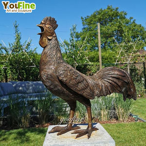 Estatua de gallo grande de bronce para exteriores, escultura de Metal para jardín, Patio - Product Image 2