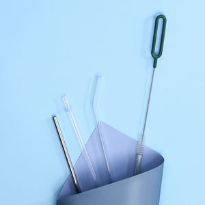 Sanga Reusable Eco-Friendly High Quality Stainless Steel & Nylon Scourer Long Drink Straw Cleaning <b>Brush</b> for Sippy Cups - Product Image 5