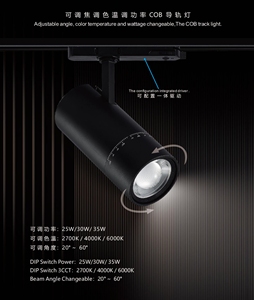 Rail de lumière LED COB à faisceau orientable zoomable <span class=keywords><strong>3</strong></span> phases 8W 30W, réglable en intensité, CCT, compatible DALI, 220V - Product Image 1