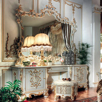 Italienisches Design Luxus Massivholz Kingsize-Bett Handbemalt Manuell Geschnitzt im Französischen Stil Schlafzimmermöbel