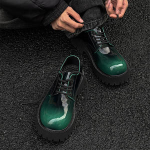 Scarpe da uomo eleganti in pelle verniciata verde con suola spessa, taglia più <span class=keywords><strong>grande</strong></span>, comode per matrimoni e occasioni formali. - Product Image 4