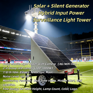 รถพ่วงกล้องวงจรปิดไร้สายพร้อมกล้อง HD 4 ตัวสำหรับการรักษาความปลอดภัยไซต์ก่อสร้างชั่วคราว - Product Image 3