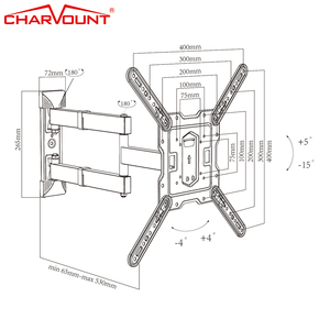 Soporte de Pared para TV Articulado y Giratorio de 400*400 mm, para TV de 26-55 Pulgadas, Acero Laminado en Frío, Negro, Movimiento Completo, para Pantallas LCD - Product Image 2