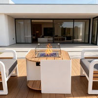 Table de foyer au gaz carrée en teck de 42 pouces avec canapés