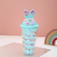 Vaso de 450 ml con Doble Pared, Libre de BPA, Ecológico, Antiderrames, con Pajita, Impresión 3D de Seis Diferentes Postres Pastelillos Helados