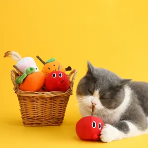 Производитель, оптовая продажа, плюшевые игрушки для кошек с фруктовым дизайном, серебристый