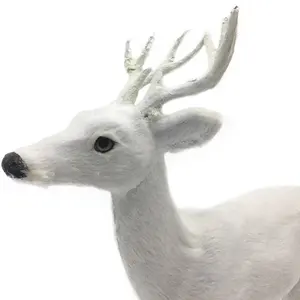 christmas decoration supplies holiday ornaments realistic animal plushsika white deer sculpture
