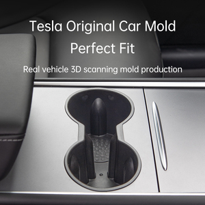 คอนโซลหน้า<span class=keywords><strong>รถ</strong></span>ยนต์ Tesla รุ่น <span class=keywords><strong>Y</strong></span> และรุ่น3ปรับเปลี่ยนตำแหน่งด้านหน้าคอนโซลกลาง TPE พร้อมที่วางแก้วในรถคู่ - Product Image 6