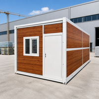 Maison conteneur pliable préfabriquée, cabane extérieure aspect bois, structure en acier, bureau portable, mini-maison modulaire, entrepôt