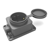 outdoor German standard Rubber black waterproof 16A safe electrical extension socket with cover