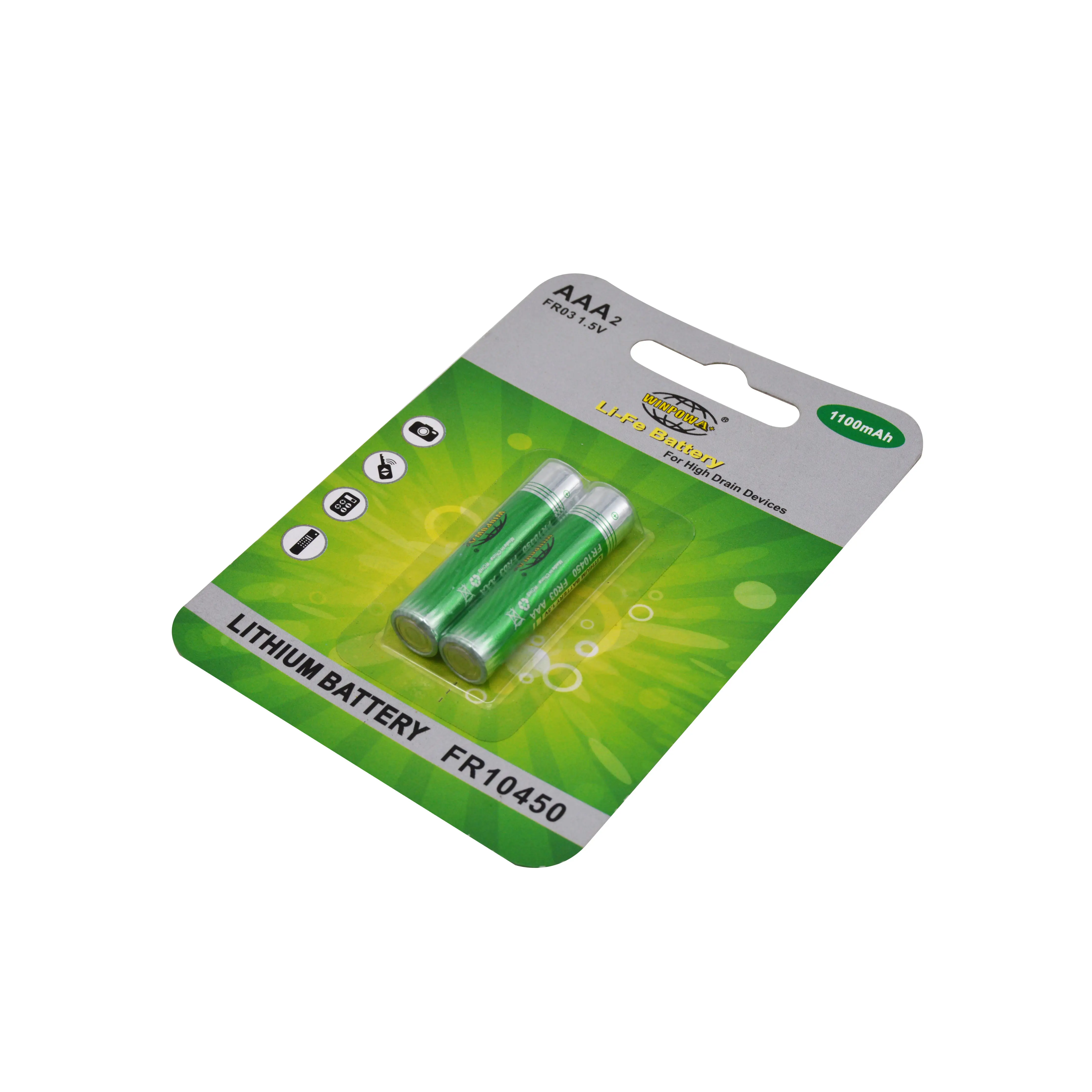 Primaire Batterij Winpow Aaa Grootte Fr10450 1100Mah Li-Fes2 1.5V Voor High-Drain Apparaat Gebruik