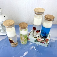 Benutzer definierte hohe Glas Soja Wachs trockene Blumen Gelee Duft kerze im Geschenkset für Hochzeiten Weihnachts feiern Geschenk