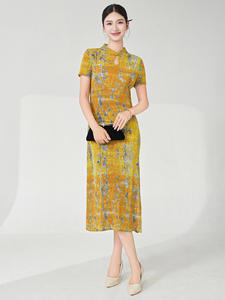 Miyake 2025 été nouveau style chinois de haute qualité rétro haut de gamme robe imprimée élégante robe de soirée - Product Image 3