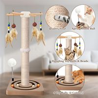 Arbre à gratter vertical en sisal pour chat avec balançoire et circuit de balles pour chats d'intérieur adultes – Poteau à gratter interactif