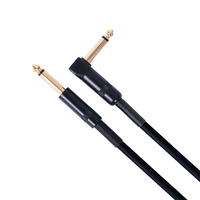 Câble de guitare OEM ODM bleu foncé 1/4 pouce, angle de 90 degrés vers TS mono droit, gaine noire, marque privée, commande en gros