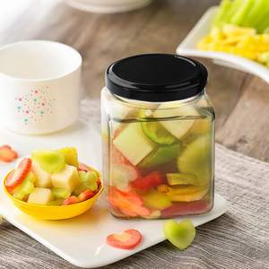 Pot de confiture de qualité alimentaire Pot de <span class=keywords><strong>miel</strong></span> en verre de 100ml 150ml 280ml 500ml Pot de <span class=keywords><strong>miel</strong></span> carré vide en verre avec couvercle noir - Product Image 1