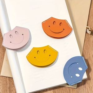 Smiling Face Pu Leather <b>Bookmark</b> Cute Page Corner Marker Accessory for Book Lovers <b>Gift</b> - Product Image 4