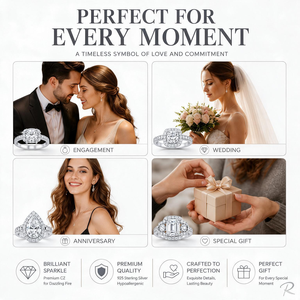 Anello di Fidanzamento Classico in Argento Sterling 925 con Zirconia Cubica Taglio Ovale a Cuore, Set di Anelli Solitari da Sposa Impilabili per Donna, Regalo e Accessorio per Feste - Product Image 5