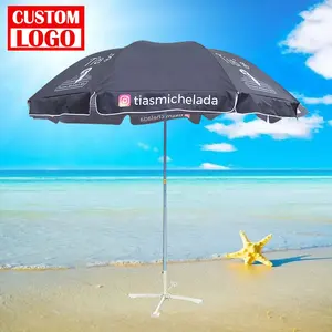 Payung promosi luar ruangan ukuran standar besar tahan air tahan angin kustom untuk pantai