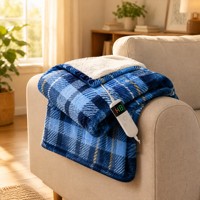 Plaid chauffant électrique 50*60 pouces, double couche en flanelle, réversible, 9 niveaux de chaleur, arrêt automatique 1-12h, lavable en machine