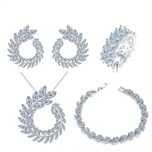 Jewelry Plated Platinum Zircon Necklace,Bracelet,Ring,Earring Fashion Jewellery Set