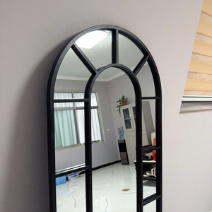 <span class=keywords><strong>Miroir</strong></span> sur pied arqué moderne en verre fait main noir et <span class=keywords><strong>blanc</strong></span> 61x161cm, <span class=keywords><strong>miroir</strong></span> décoratif sur pied avec cadre métallique pour la décoration - Product Image 3
