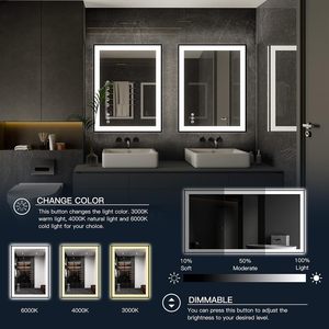 <span class=keywords><strong>Espejo</strong></span> de Baño LED Regulable <span class=keywords><strong>con</strong></span> <span class=keywords><strong>Luz</strong></span> Antivaho, Iluminación Frontal <span class=keywords><strong>y</strong></span> Trasera, Función de Memoria, <span class=keywords><strong>Espejo</strong></span> LED Enmarcado para Baño - Product Image 3