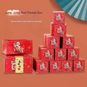 Sáng Tạo liên tục kỳ nghỉ sinh nhật Hộp quà tặng bất ngờ nảy phong bì màu đỏ với cảm giác lễ <span class=keywords><strong>2mm</strong></span> dày Bìa - Product Image 2