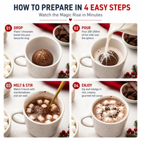 Boomblizo 4ct Bombes de chocolat chaud fourrées à la guimauve saveur lait, sphères de cacao fondantes, coffret cadeau de Noël, vente en gros