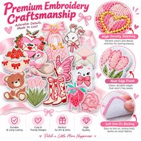 Patch brodé Coquette en gros, motif Cœur, Fraise, Rose, Nœud rose, style girly, thermocollant et à coudre