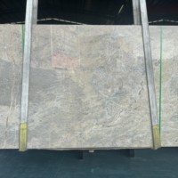 Премиальная полированная мраморная плита с изысканным узором и прожилками, цвета туманно-серо-зеленый, для элитного напольного покрытия вилл