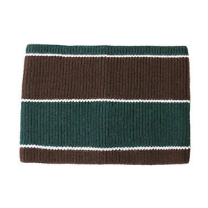 Детский шарф из смесовой шерсти RWS, полосатый, цвета лесной зелени и коричневого, с 3D-вышивкой логотипа, в стиле преппи, в комплекте с шапкой для мальчиков - Product Image 2
