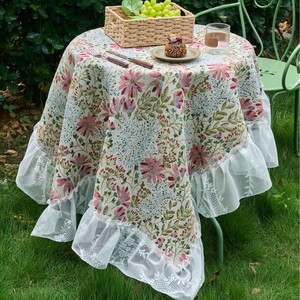 <span class=keywords><strong>Nappe</strong></span> <span class=keywords><strong>Jacquard</strong></span> Style <span class=keywords><strong>Français</strong></span> 2026 à Motifs Floraux, Bords Volants et Dentelle Brodé pour Fêtes et Pique-niques - Product Image 5