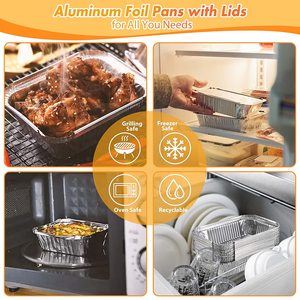 Tia 1lb hình chữ nhật nhôm lá thịt nướng thực phẩm lớp nhôm món ăn Takeaway Hộp Ăn Trưa dùng một lần nhôm <span class=keywords><strong>container</strong></span> với nắp - Product Image 2