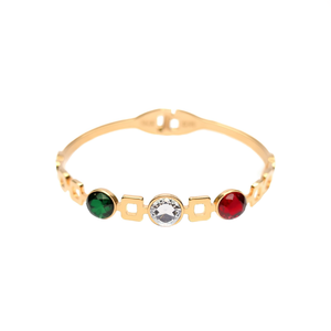 Fashion Bangle 316L Stainless Steel PVD Gold Plating With Green <b>Red</b> Clear Crystals For Women Jewelry Accessory - Product Image 2