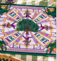 Collection Krewe : Tuiles de Mahjong Américaines Personnalisées Illustrées pour le Mardi Gras, Ensemble de Mahjong en Acrylique de 160 Pièces avec Tapis
